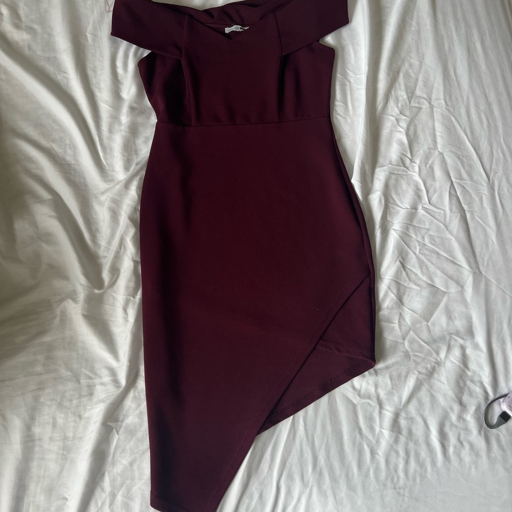 Burgundy Off-Shoulder Dress